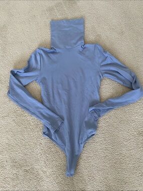 Wolford Colorado Light Blue Long-Sleeve Turtleneck Bodysuit